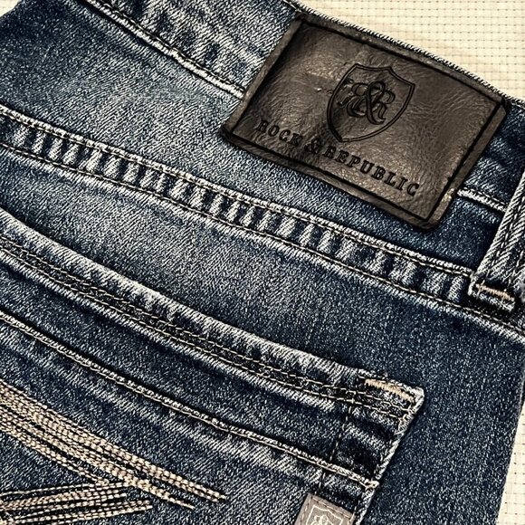 Rock‎ & Republic Jeans Mens Slim Straight Medium Wash Blue Denim Size 34x30 - Picture 2 of 8